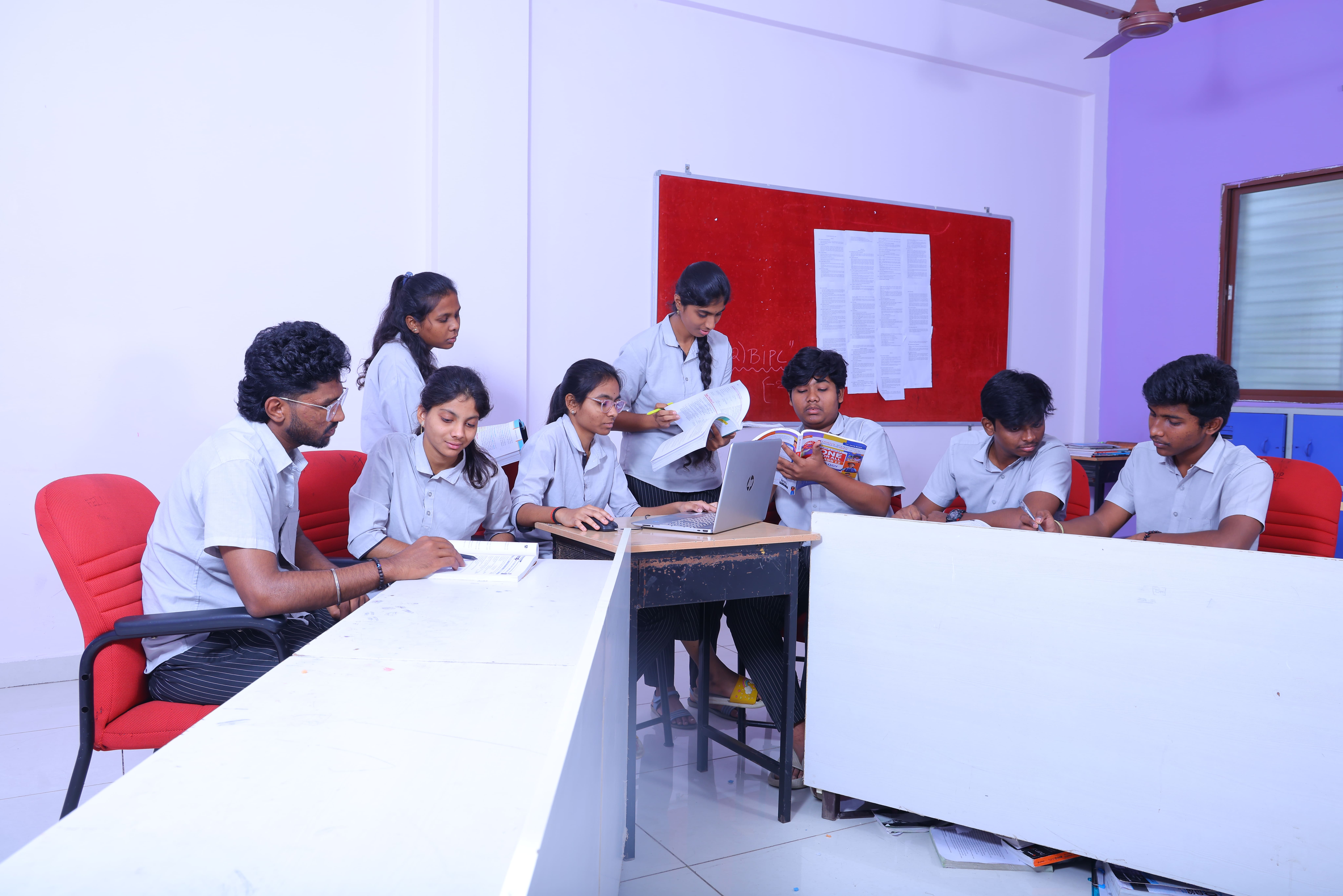 Students in a modern classroom